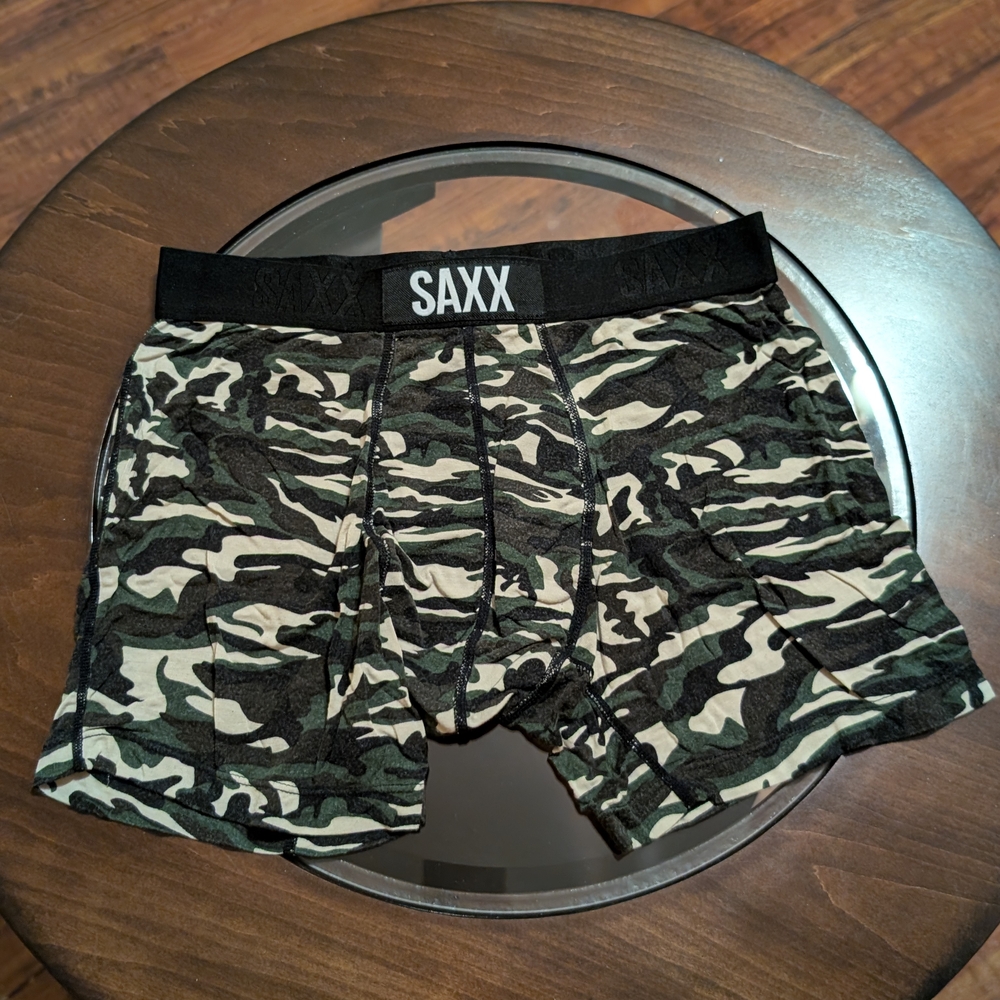 SAXX Men's Boxer Briefs - Black and Green Camouflage